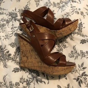GUESS tan wedge 8.5